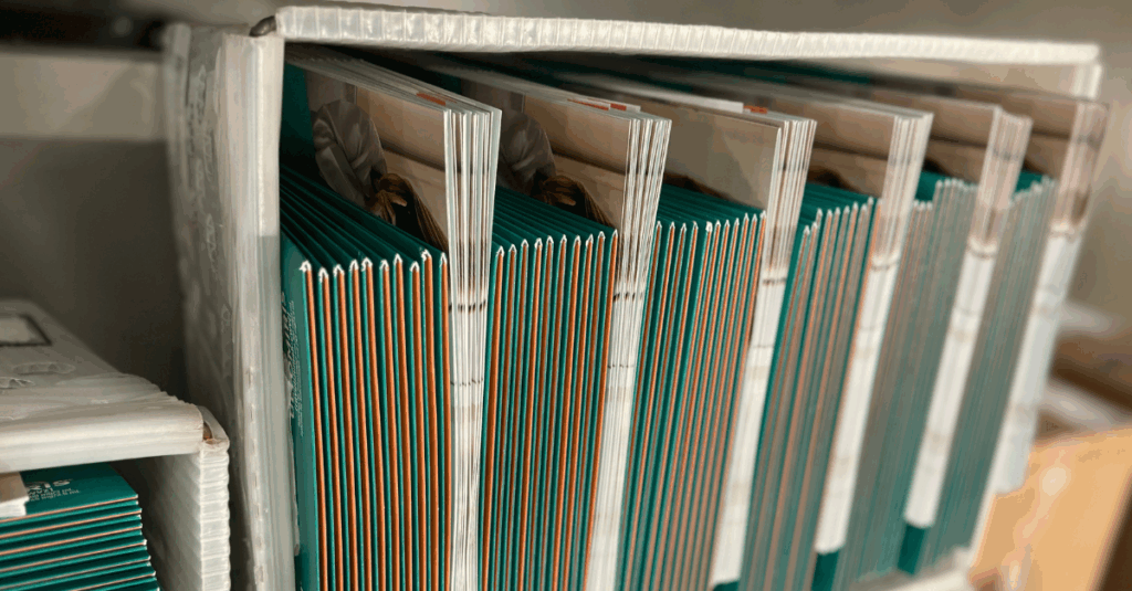 print fulfillment partner shown by organized folders for distribution