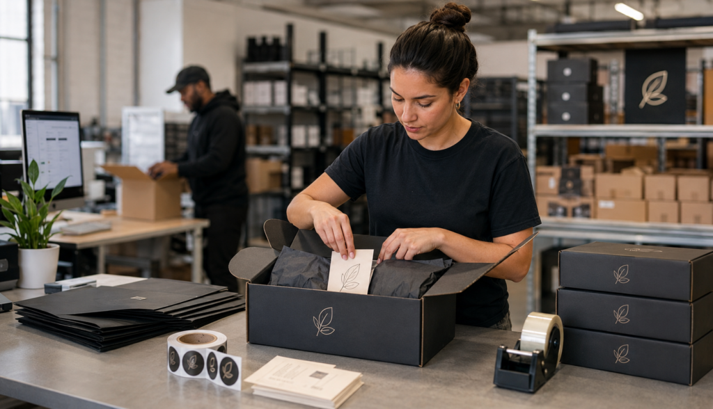 Woman using custom fulfillment services