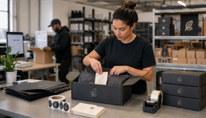 Woman using custom fulfillment services